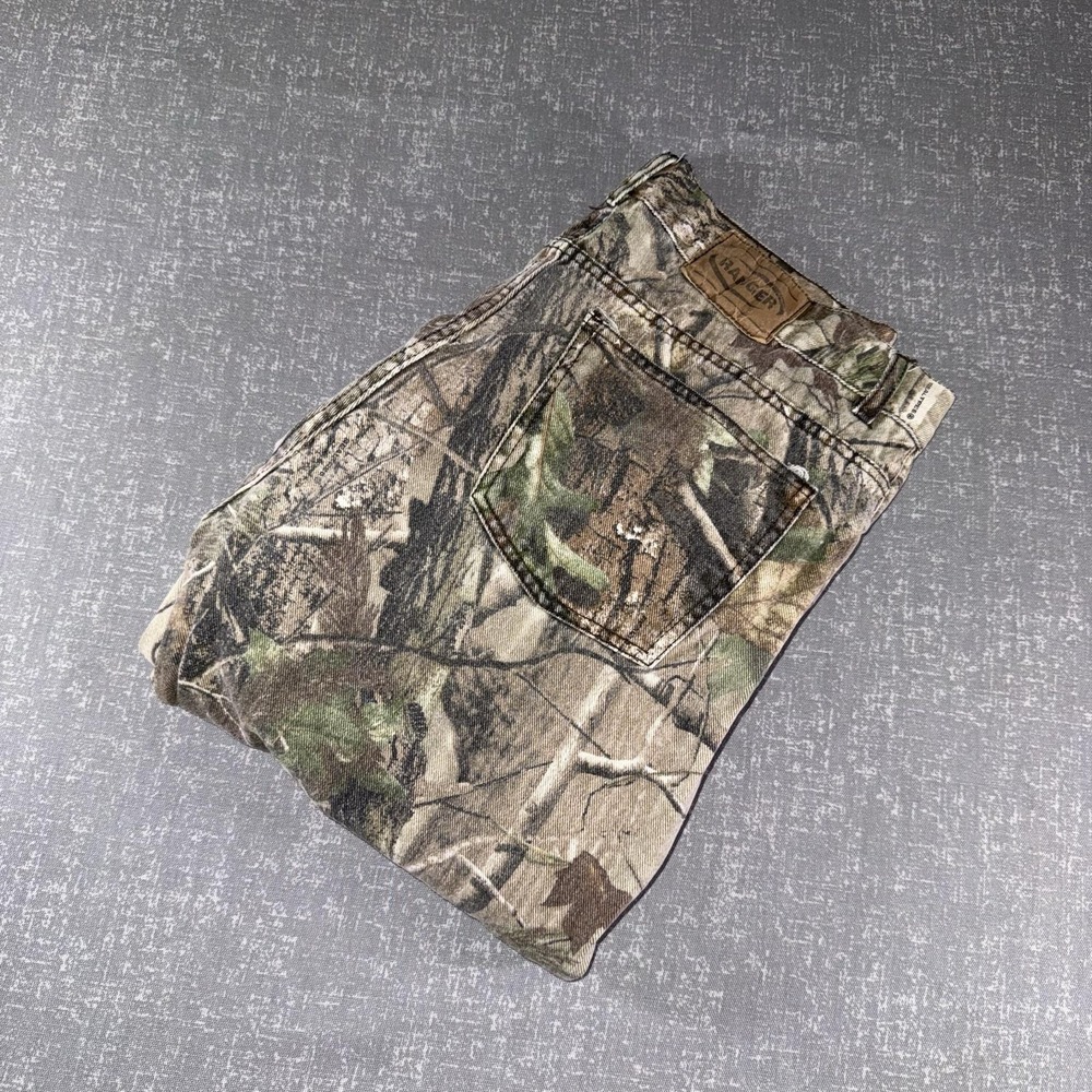 Ranger Jeans Mens 38x32 Brown Realtree Camo Straight Leg Hunting Outdoor Denim